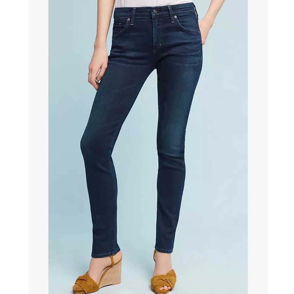 Citizens of Humanity x Anthropologie Arielle Mid Rise Slim Jeans Dark Wash 31